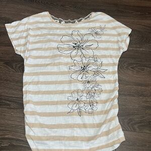 Inspire Maternity Striped Shirt with Floral Design